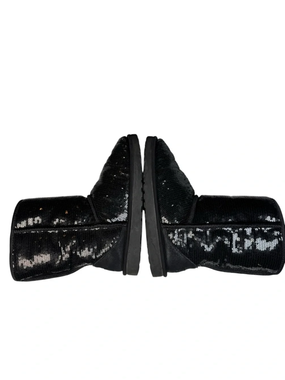 UGG Classic Short Sparkles Boots Black Sequin Sheepskin Sz 8 3161